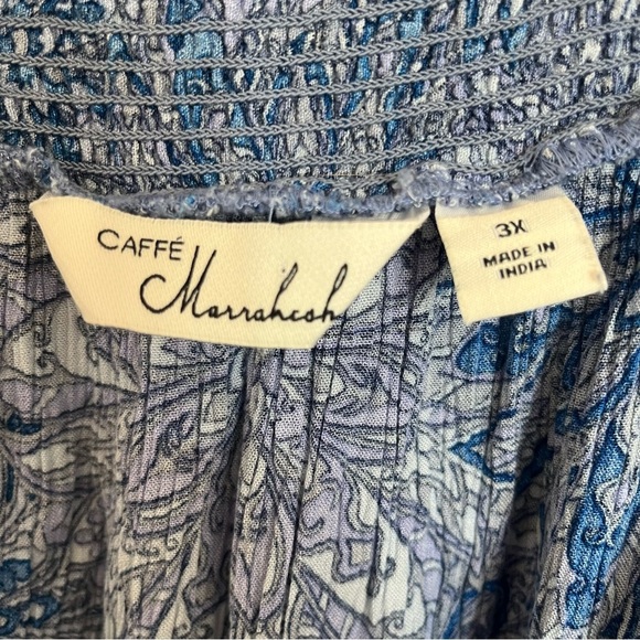 Women’s‎ Caffe Marrakesh Lightweight Short Sleeve Top Size 3XL Blue Floral Print - Picture 2 of 7